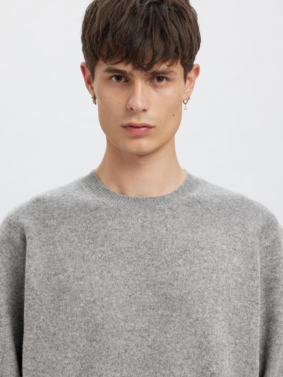 Carousel image - MERINO WOOL PULLOVER, Medium Grey Melange | 6