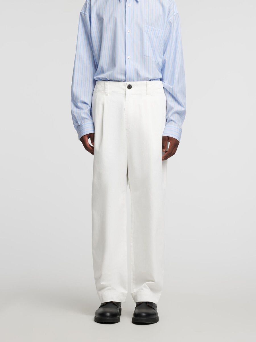 Selected LOOSE FIT COTTON TROUSERS, White, highres - 16094913_White_003.jpg