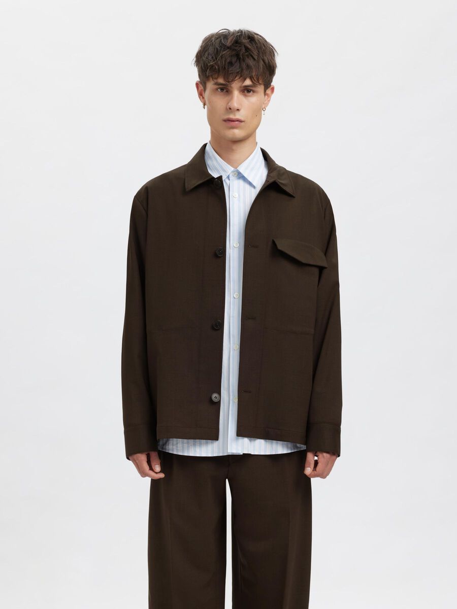 Carousel image - RELAXED FIT OVERSHIRT, Dark Brown Melange | 2