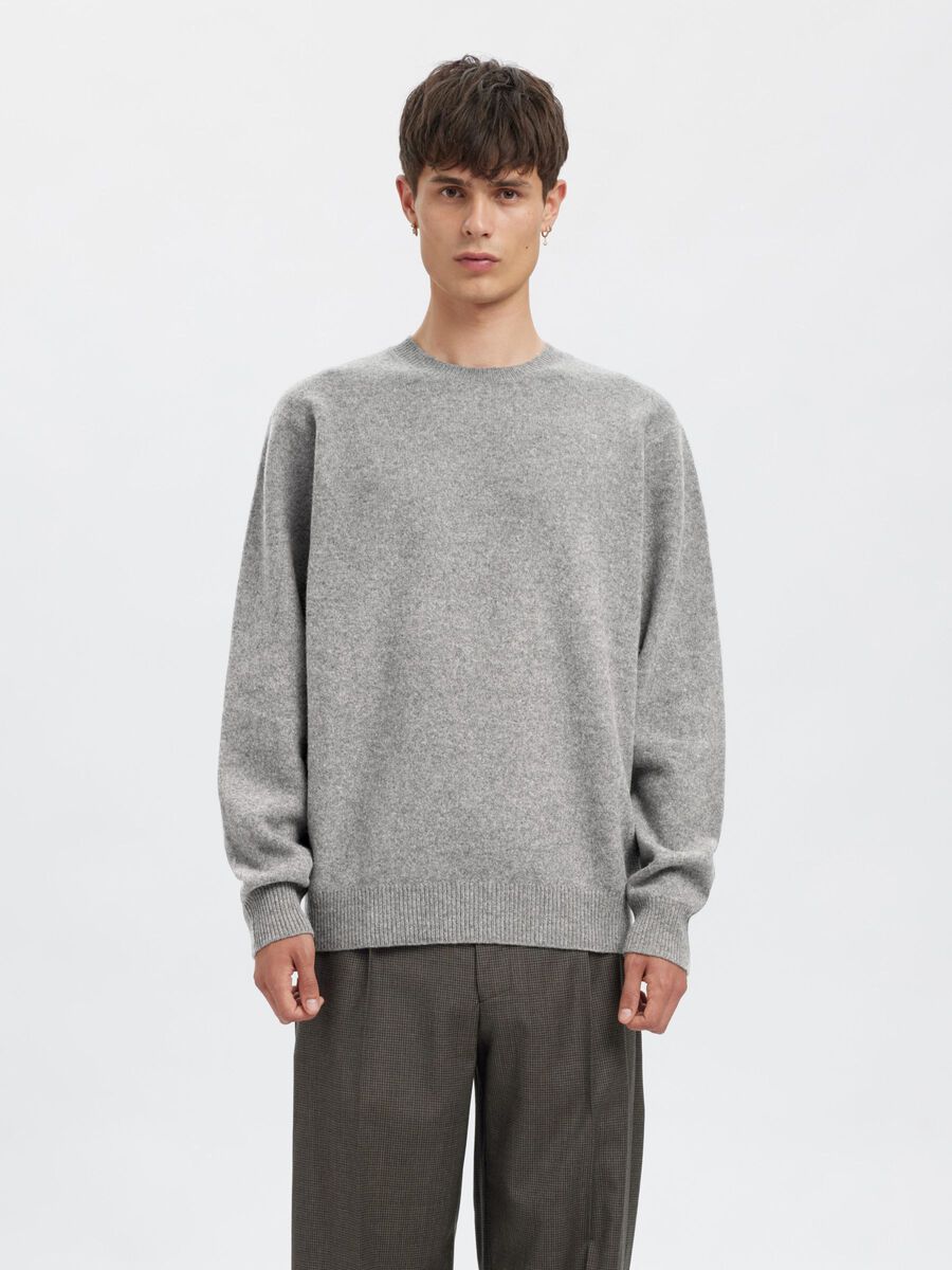 Carousel image - MERINO WOOL PULLOVER, Medium Grey Melange | 2