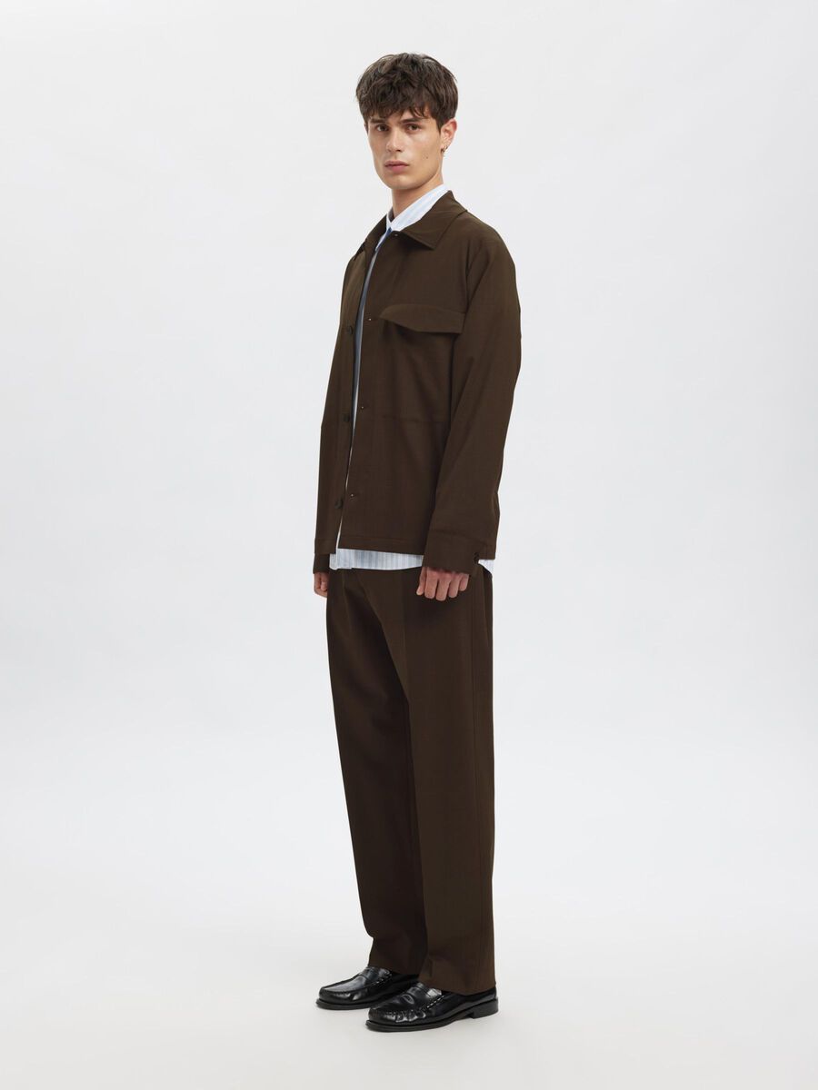 Carousel image - RELAXED FIT TROUSERS, Dark Brown Melange | 5