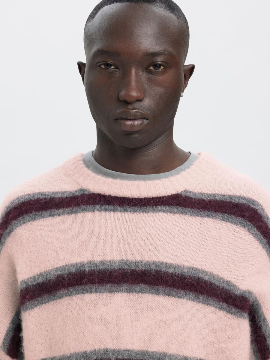 Carousel image - STRIPED KNITTED PULLOVER, Barely Pink | 5