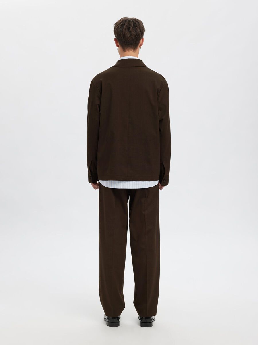 Carousel image - RELAXED FIT OVERSHIRT, Dark Brown Melange | 4