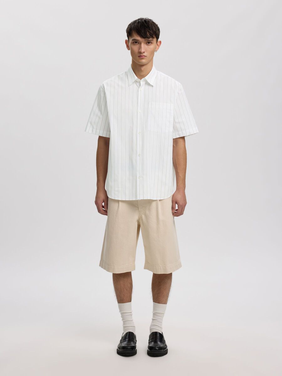 Product tile image - STRIPED SHORT SLEEVED SHIRT, Brilliant White | 16101140_BrilliantWhite_1256372