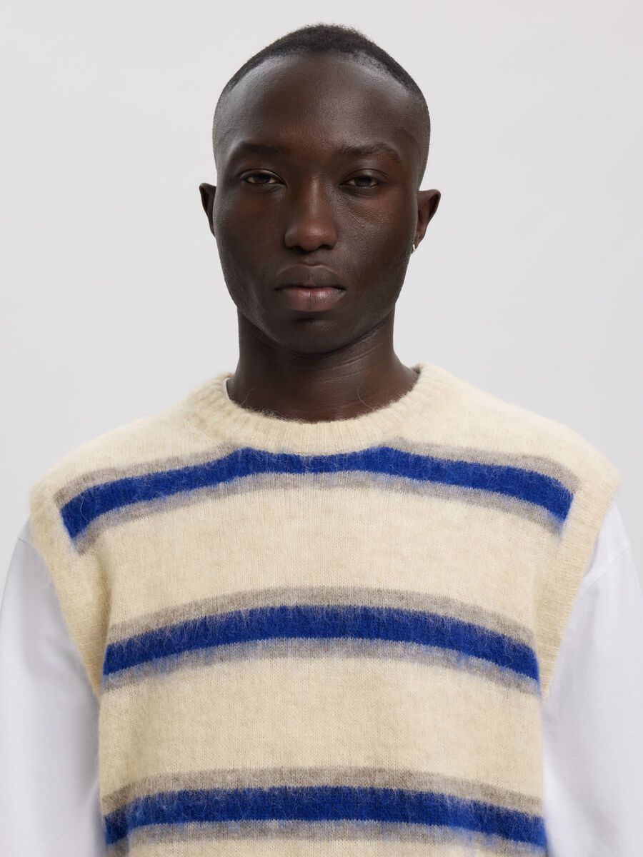 Carousel image - STRIPED KNITTED VEST, Bright Cobalt | 6