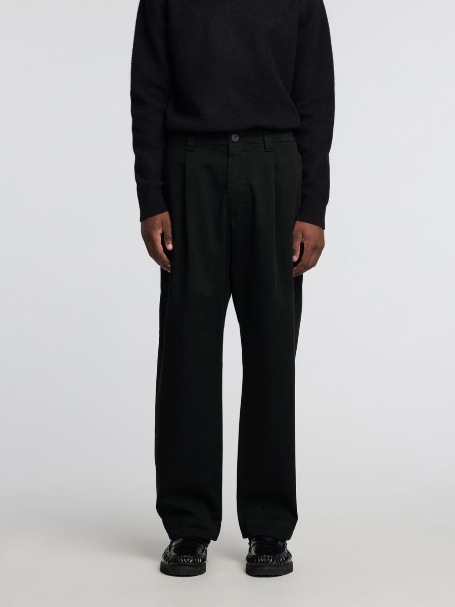 Selected LOOSE FIT COTTON TROUSERS, Black, highres - 16094913_Black_003.jpg
