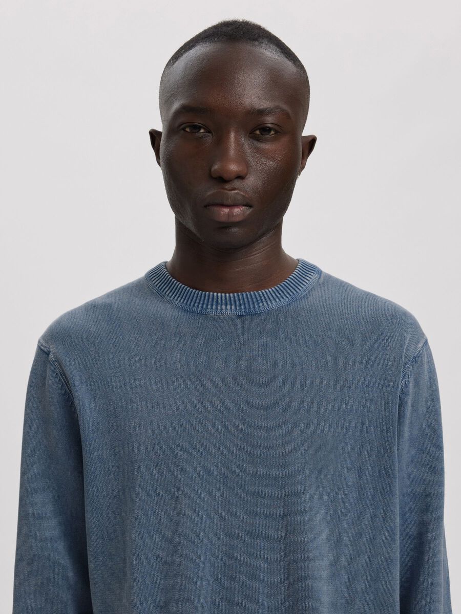 Carousel image - COTTON CREWNECK JUMPER, Dusty Blue | 6