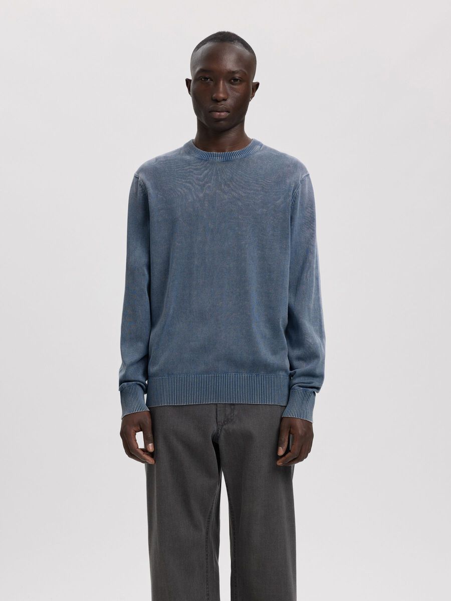 Carousel image - COTTON CREWNECK JUMPER, Dusty Blue | 2