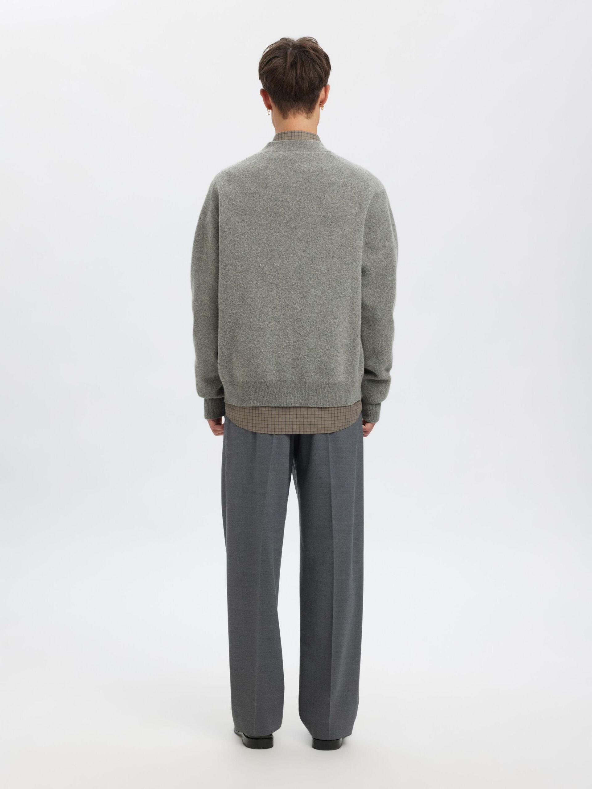 Carousel image - REGULAR FIT WOOL CARDIGAN, Medium Grey Melange | 3