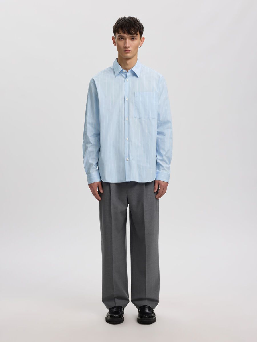 Product tile image - RELAXED FIT STRIPED SHIRT, Cashmere Blue | 16100475_CashmereBlue_1245799