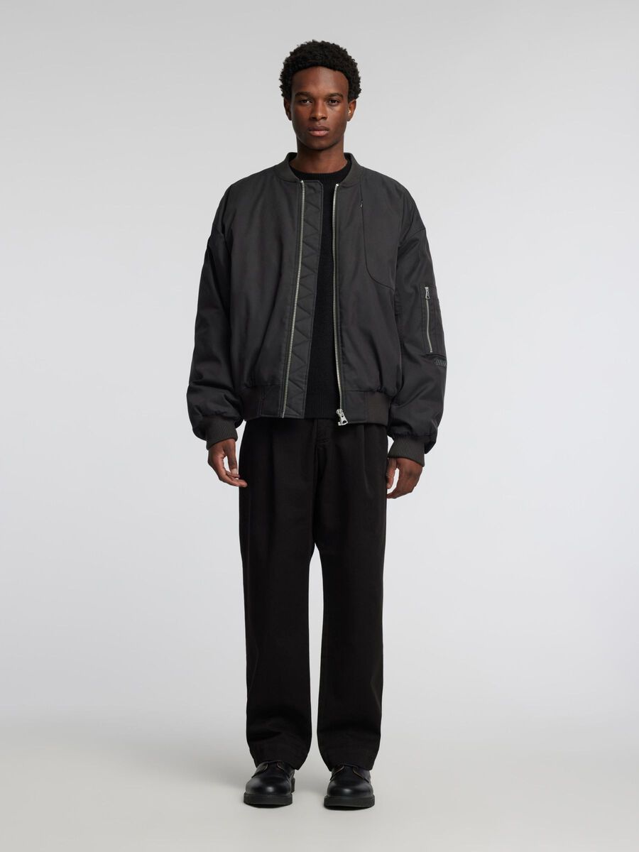 Selected SHORT BOMBER JACKET, Jet Black, highres - 16094516_JetBlack_005.jpg