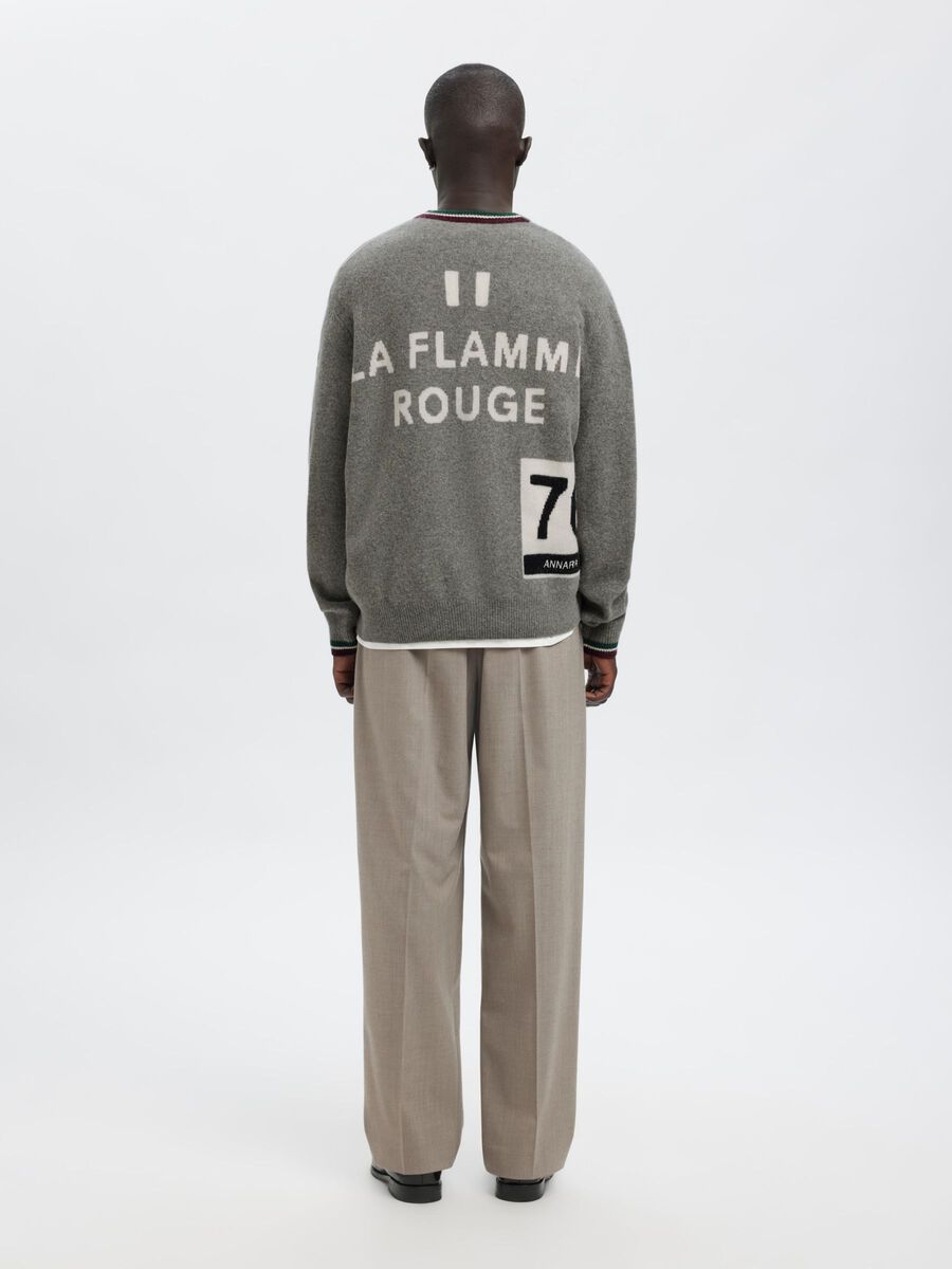 Carousel image - REGULAR FIT KNITTED PULLOVER, Grey Melange | 4