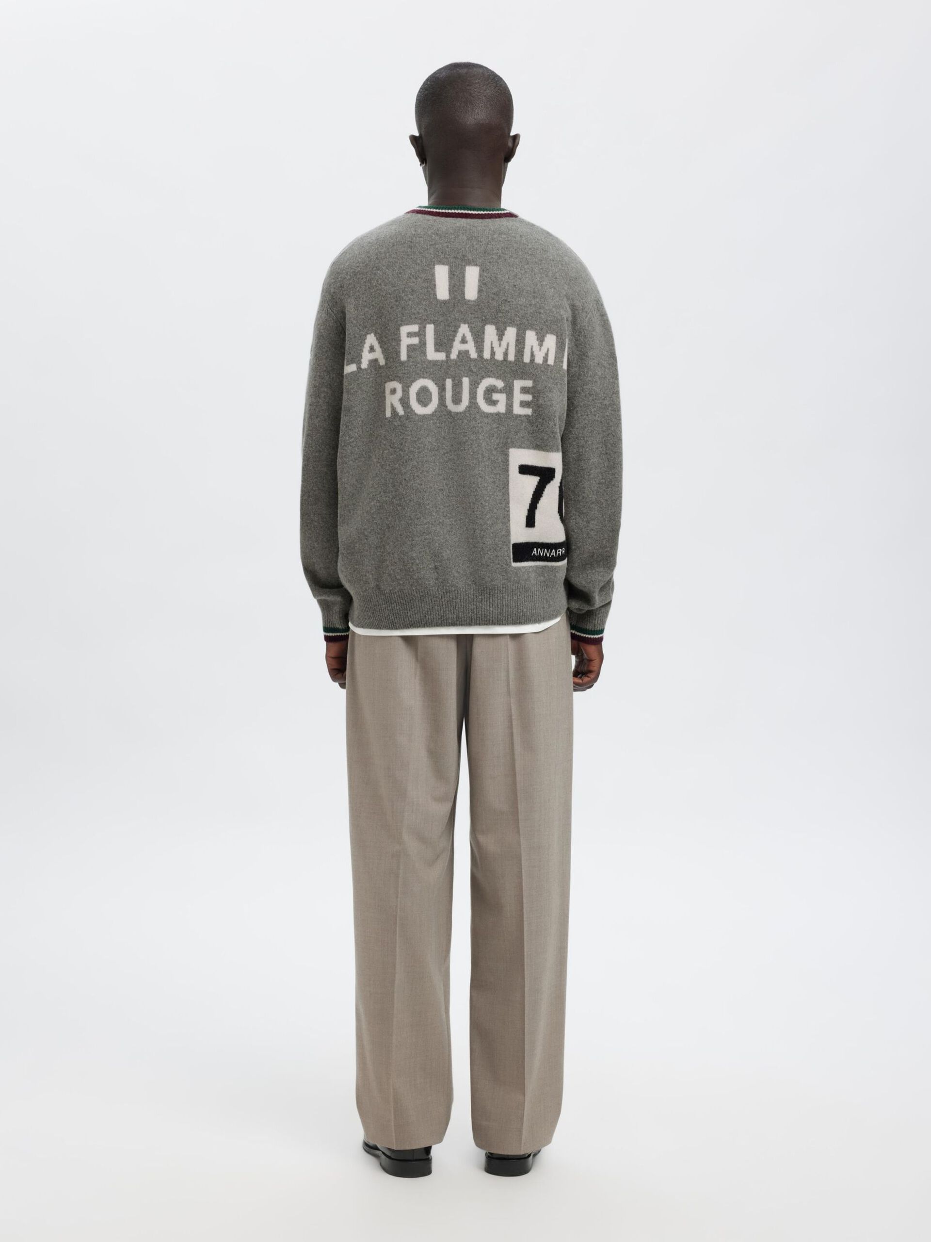 Carousel image - REGULAR FIT KNITTED PULLOVER, Grey Melange | 4