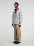Selected ZIPPED HOODED SWEATSHIRT, Grey Melange, highres - 16095237_GreyMelange_008.jpg