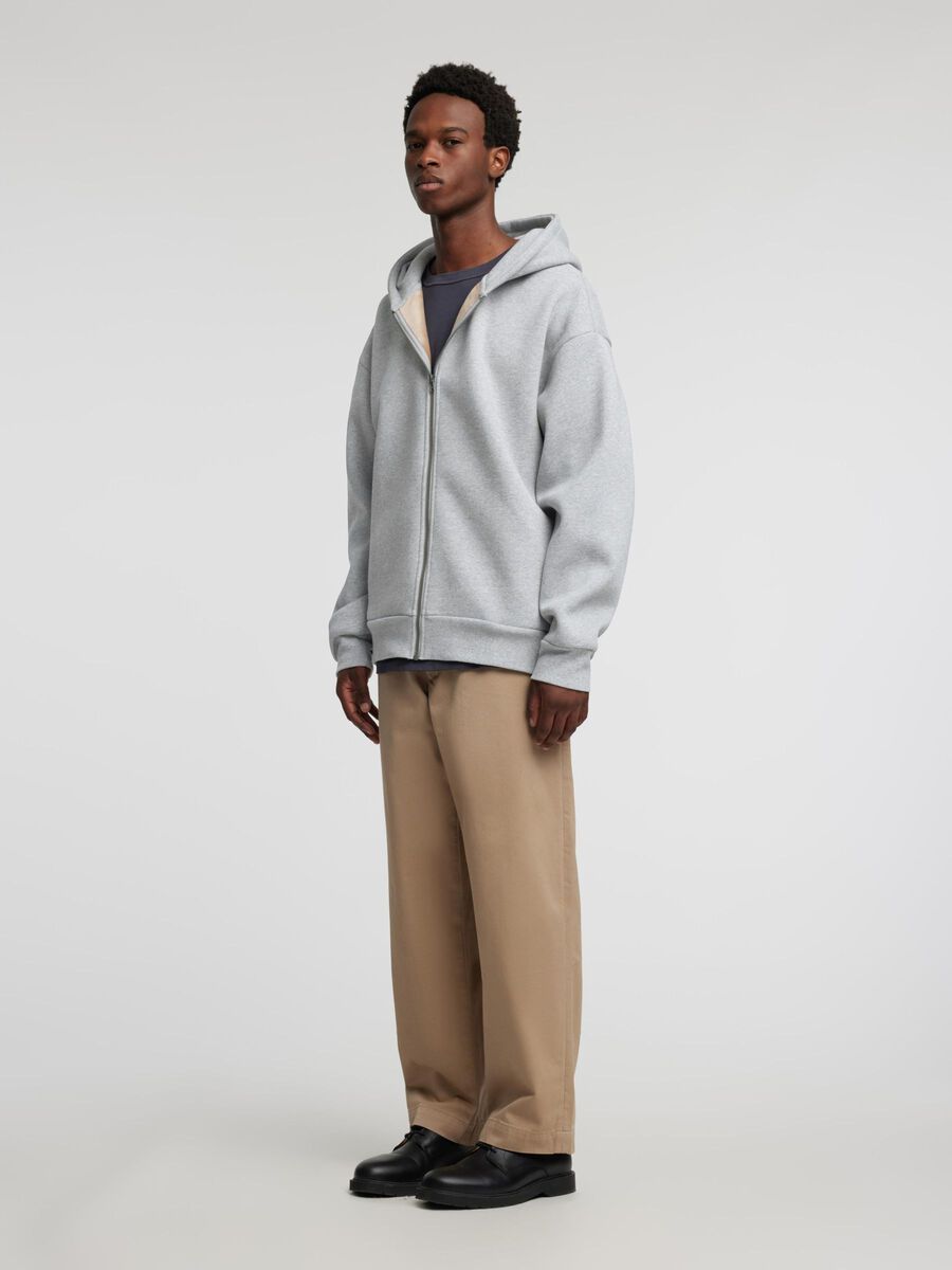 Carousel image - ZIPPED HOODED SWEATSHIRT, Grey Melange | 5