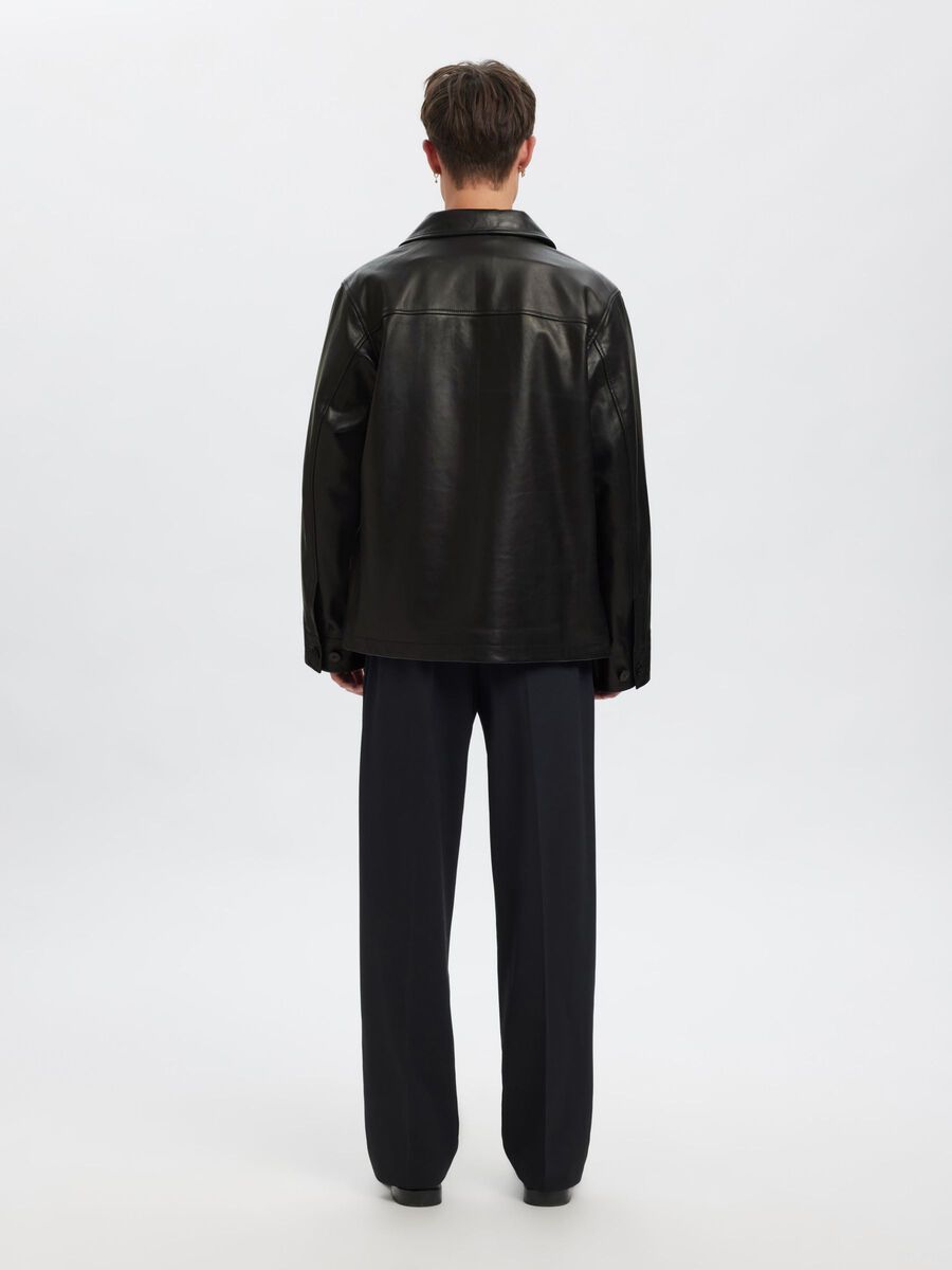 Carousel image - BUTTONED LEATHER JACKET, Black | 4