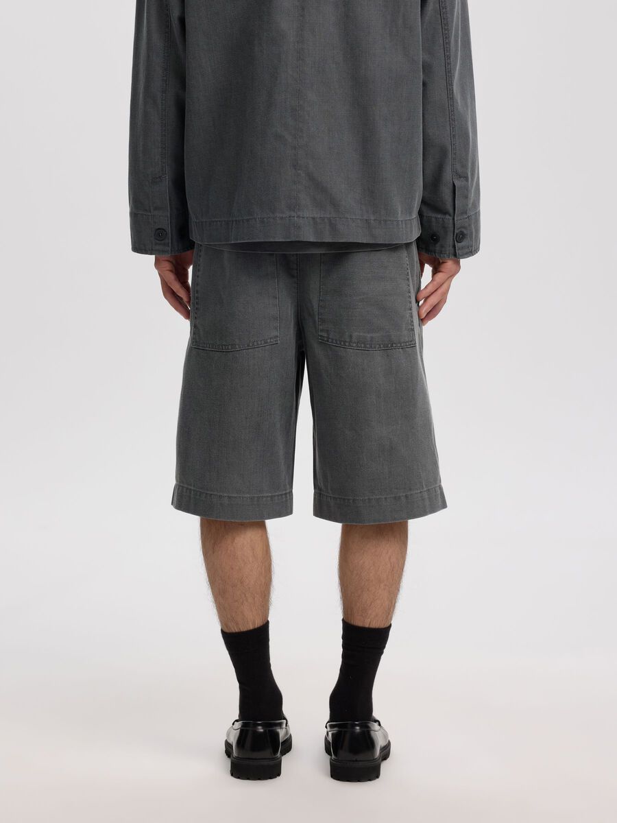 Carousel image - SELVEDGE DENIM SHORTS, Light Grey Denim | 6