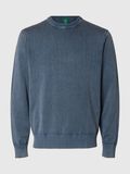 Product image thumbnail - COTTON CREWNECK JUMPER, Dusty Blue | 3