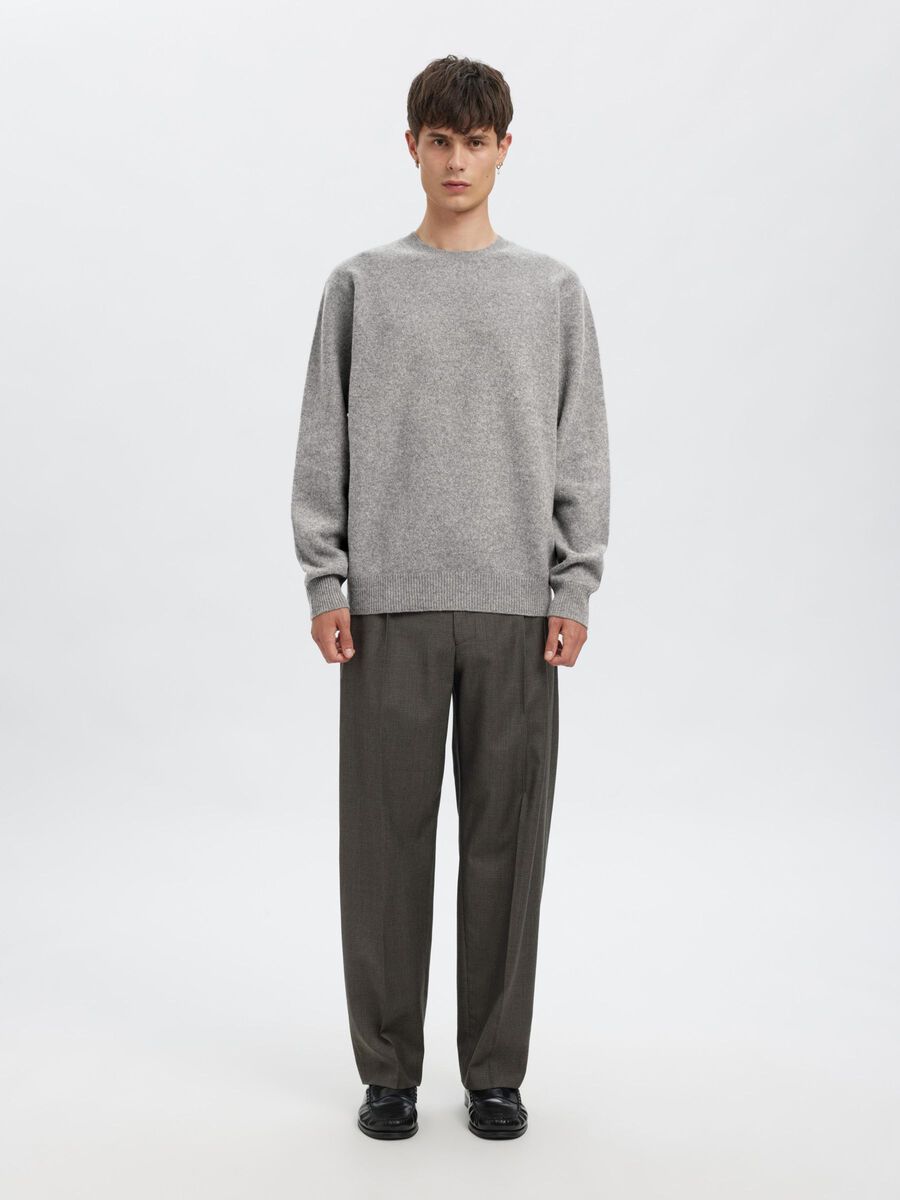 Carousel image - MERINO WOOL PULLOVER, Medium Grey Melange | 1