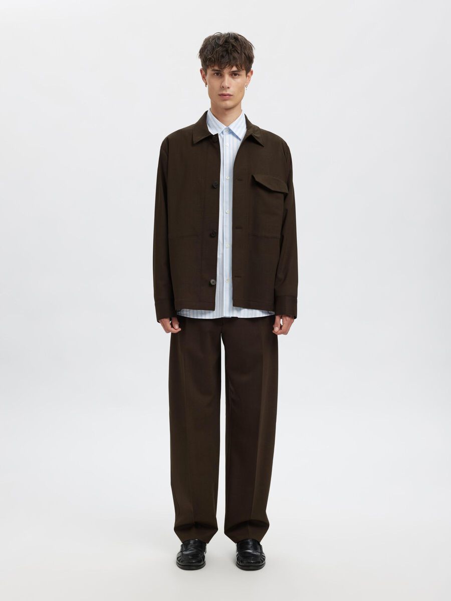Product tile image - RELAXED FIT OVERSHIRT, Dark Brown Melange | 16098390_DarkBrownMelange