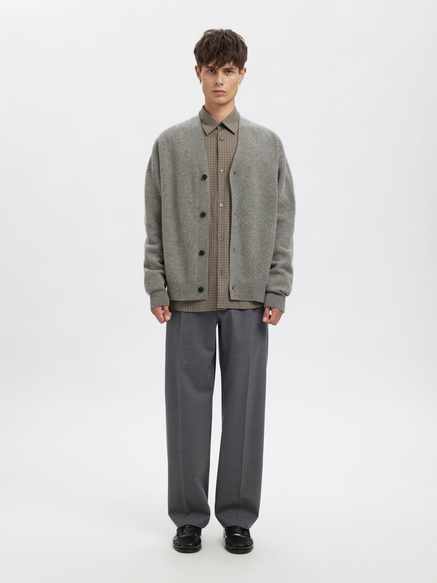 Carousel image - REGULAR FIT WOOL CARDIGAN, Medium Grey Melange | 1
