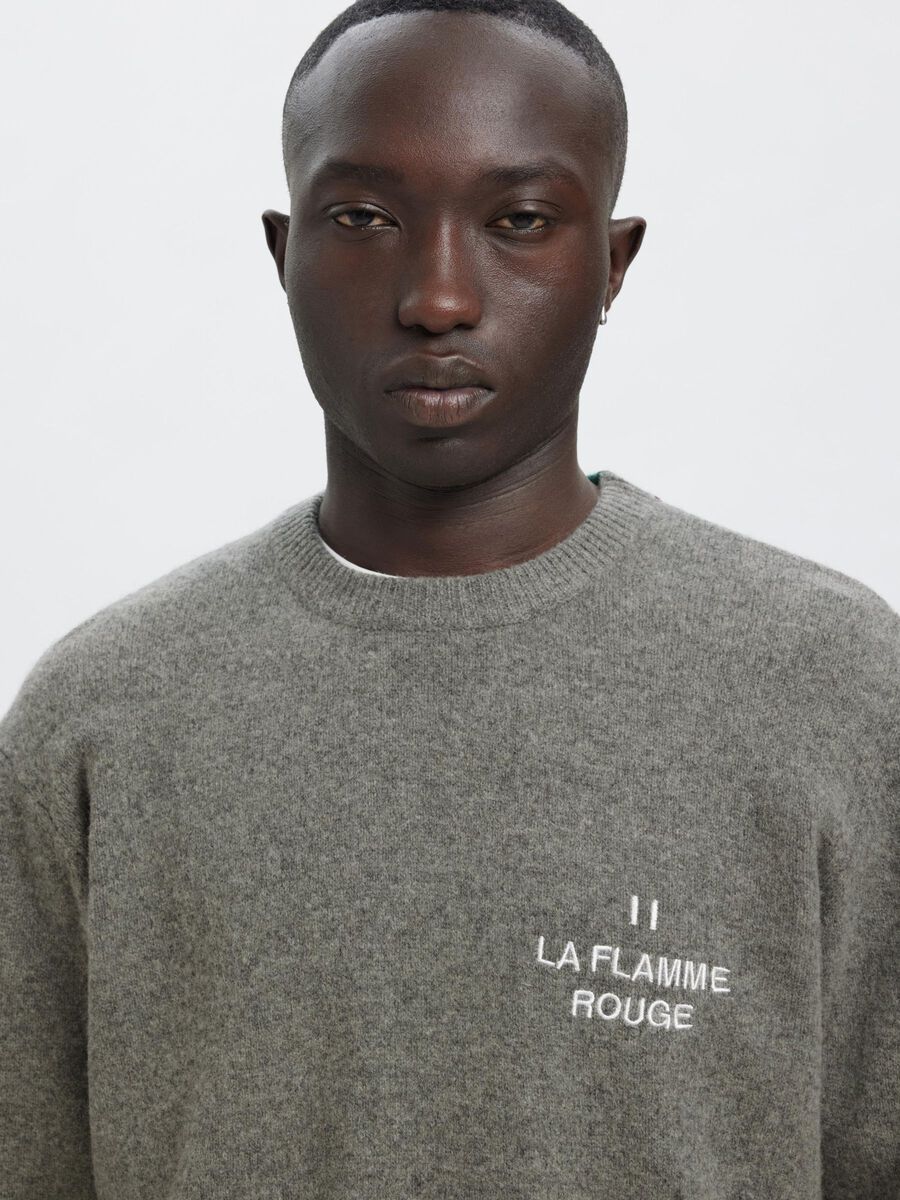 Carousel image - REGULAR FIT KNITTED PULLOVER, Grey Melange | 7