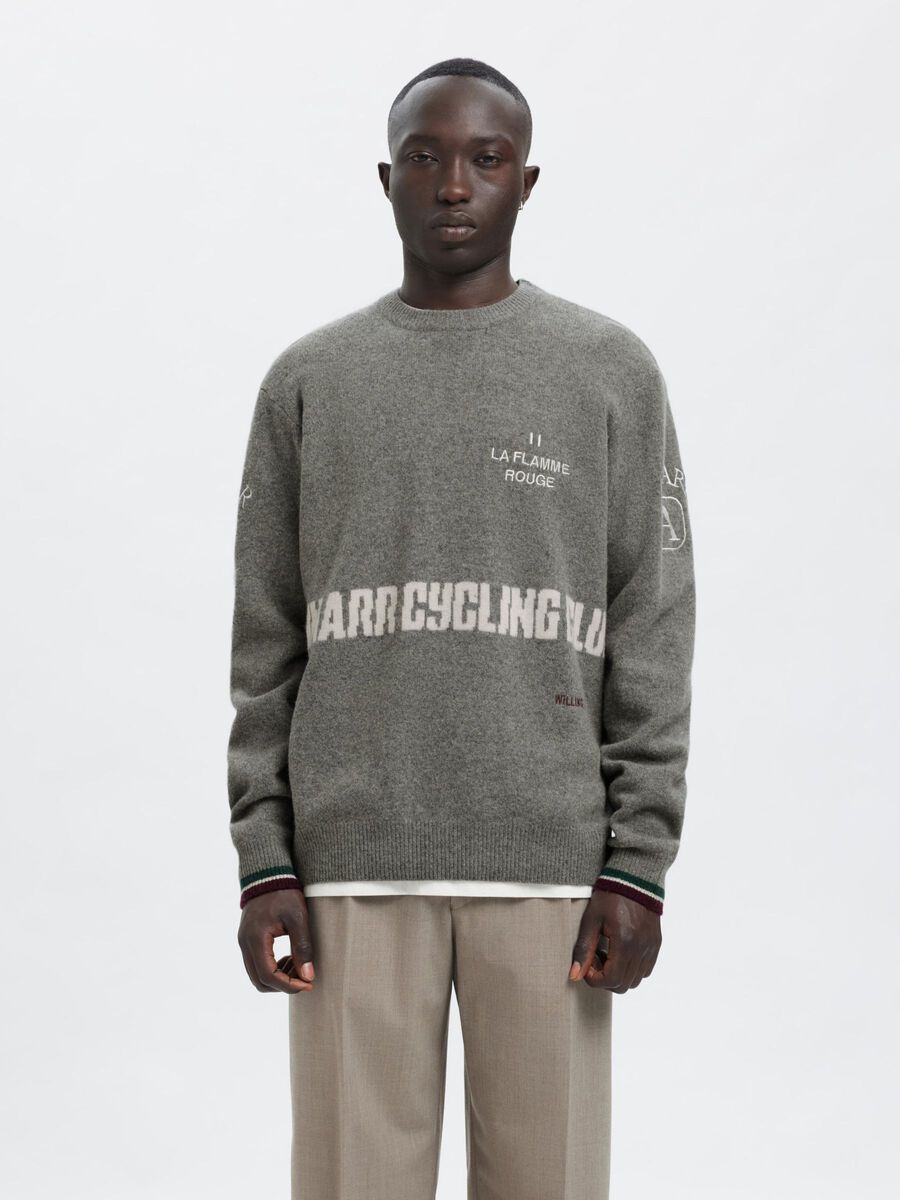 Carousel image - REGULAR FIT KNITTED PULLOVER, Grey Melange | 2