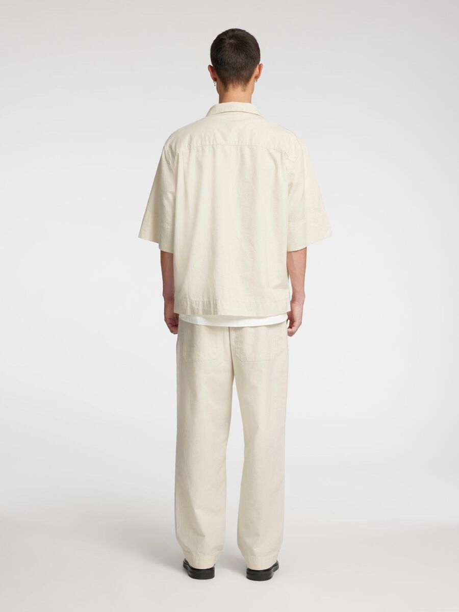 Carousel image - COTTON BLEND LOOSE-FIT TROUSERS, Coconut Milk | 4