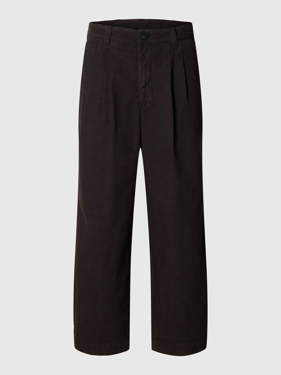 Carousel image - PLEATED LOOSE-FIT TROUSERS, Licorice | 3