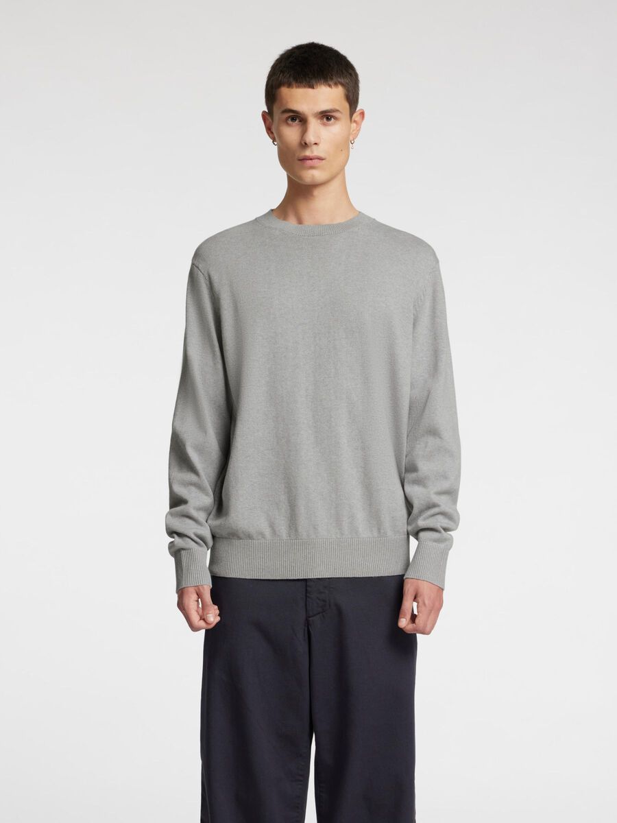 Selected REGULAR FIT  KNITTED PULLOVER, Light Grey Melange, highres - 16097167_LightGreyMelange_003.jpg