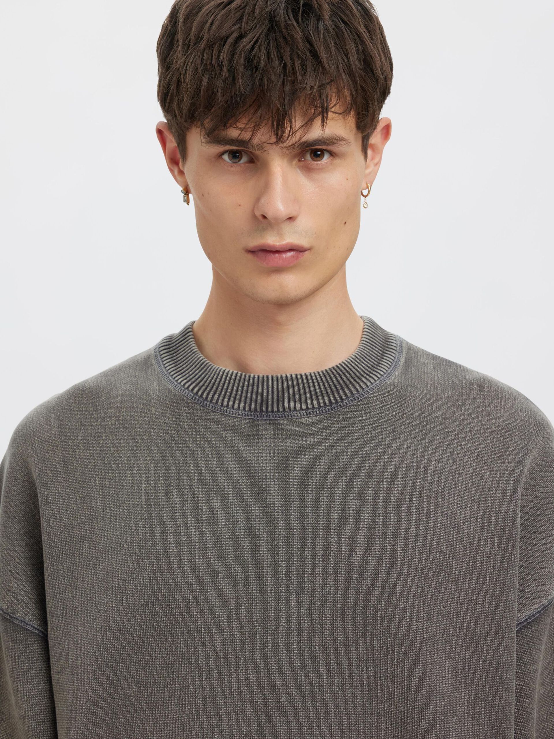 Carousel image - OVERSIZED KNITTED JUMPER, Grey Melange | 6