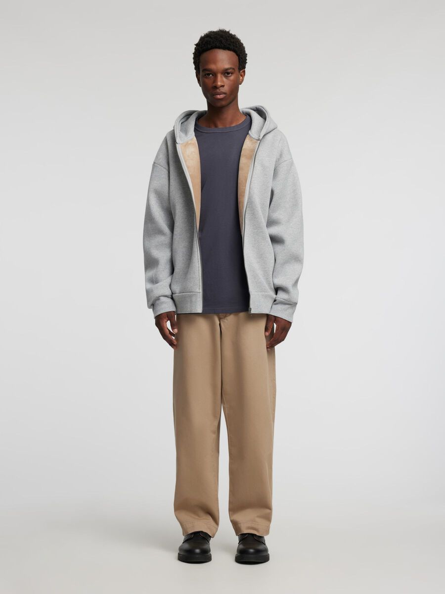 Selected ZIPPED HOODED SWEATSHIRT, Grey Melange, highres - 16095237_GreyMelange_005.jpg
