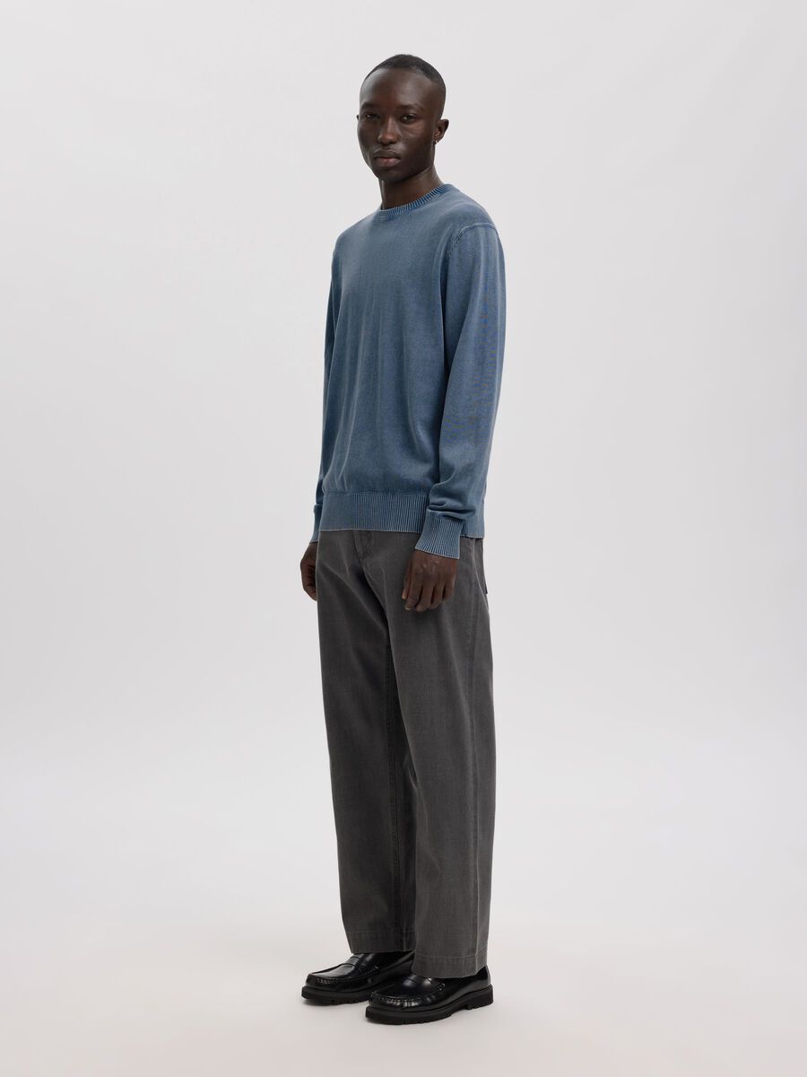 Carousel image - COTTON CREWNECK JUMPER, Dusty Blue | 5