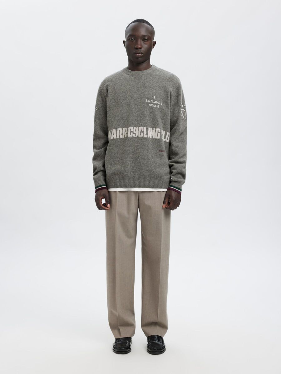 Carousel image - REGULAR FIT KNITTED PULLOVER, Grey Melange | 1