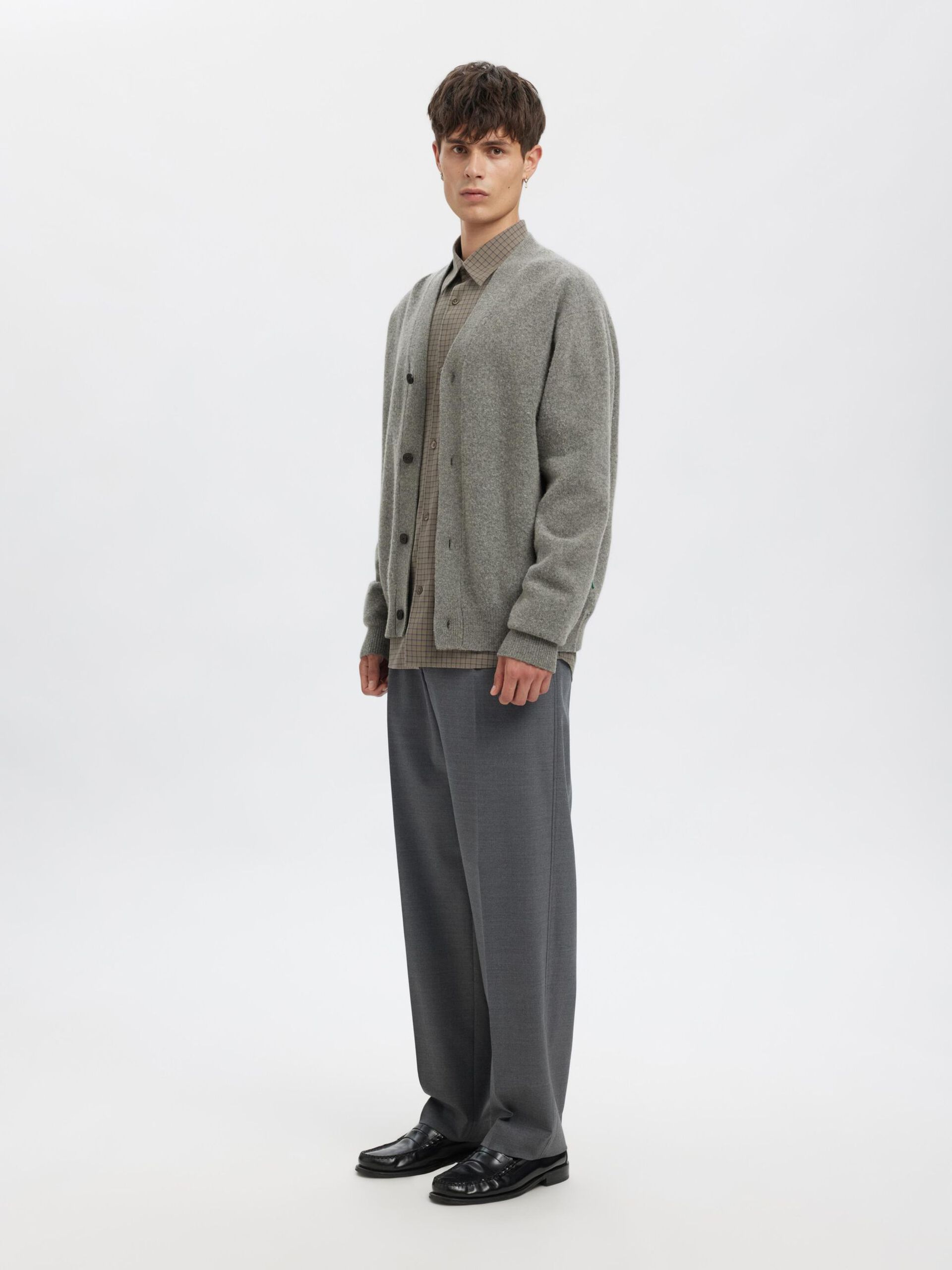 Carousel image - REGULAR FIT WOOL CARDIGAN, Medium Grey Melange | 4
