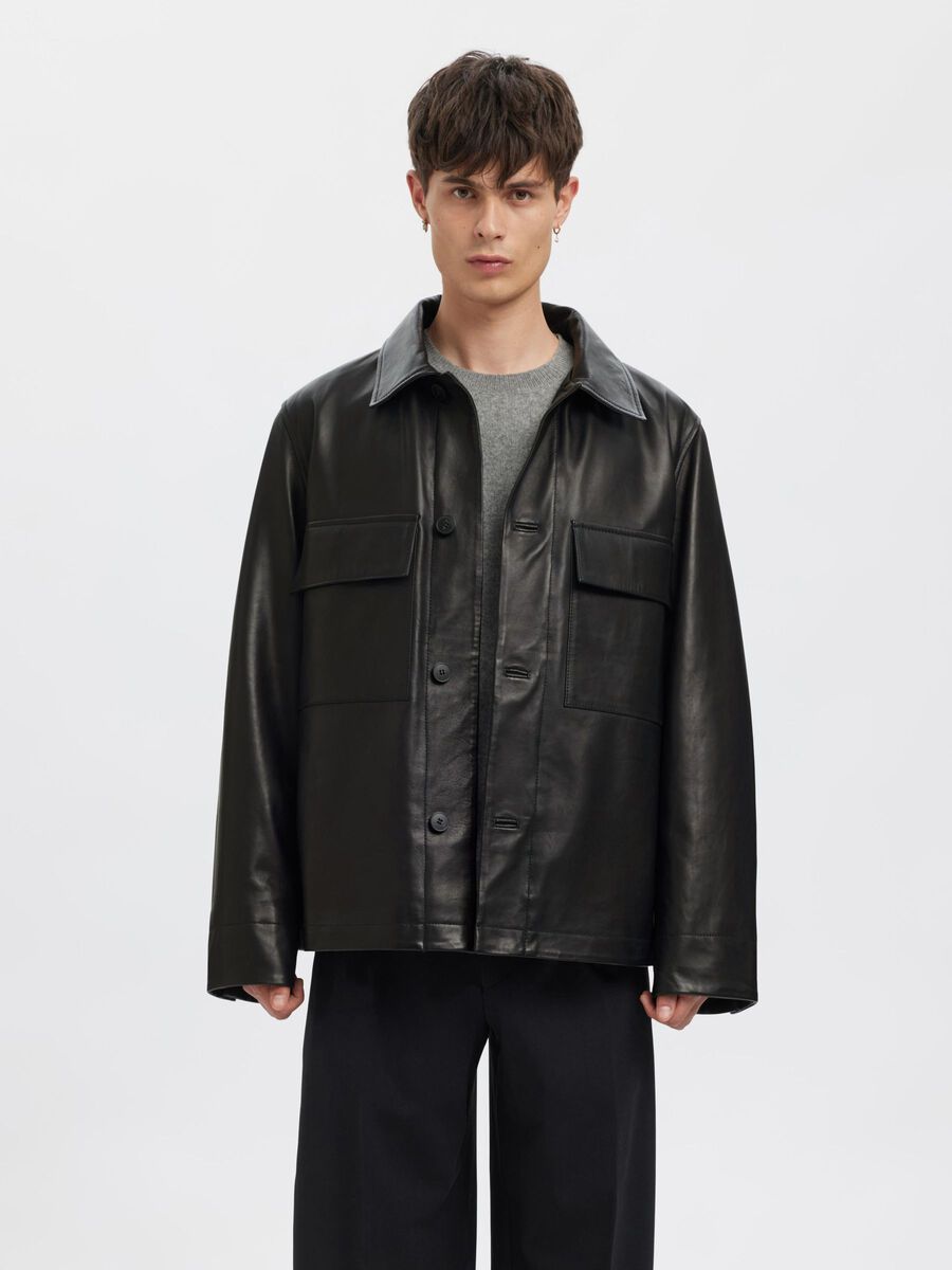 Carousel image - LEATHER  JACKET, Black | 2