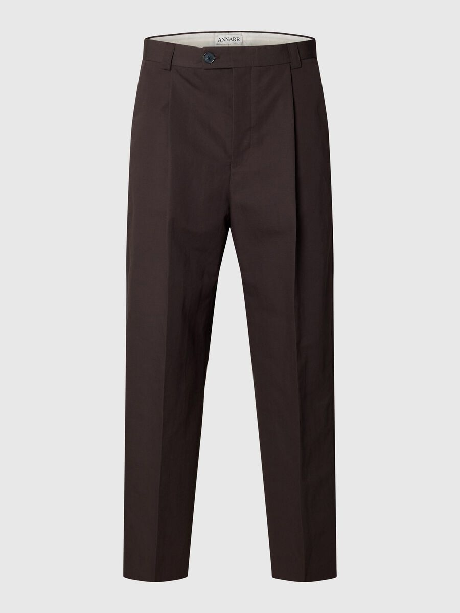 Carousel image - PLEATED LINEN-BLEND TROUSERS, Licorice | 3