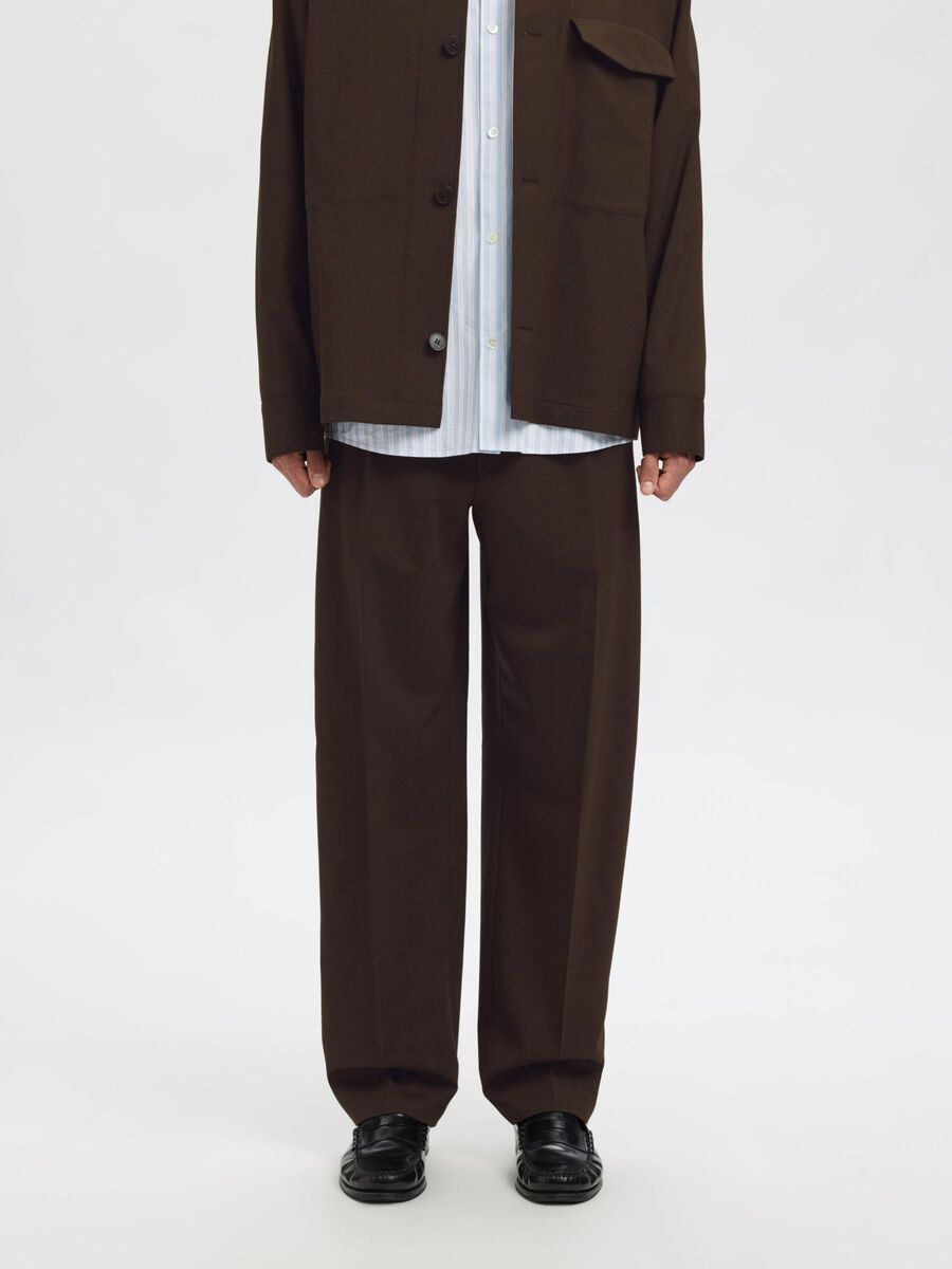 Carousel image - RELAXED FIT TROUSERS, Dark Brown Melange | 2