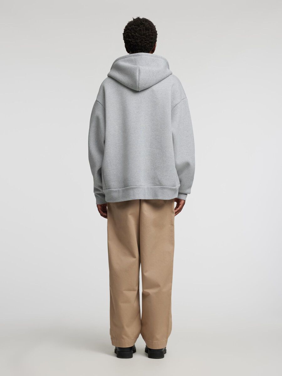 Carousel image - ZIPPED HOODED SWEATSHIRT, Grey Melange | 4