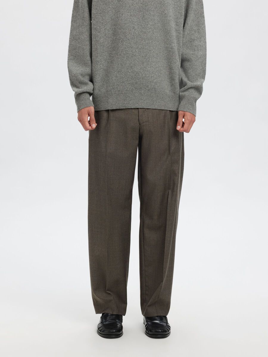 Carousel image - RELAXED FIT WOOL TROUSERS, Major Brown | 1