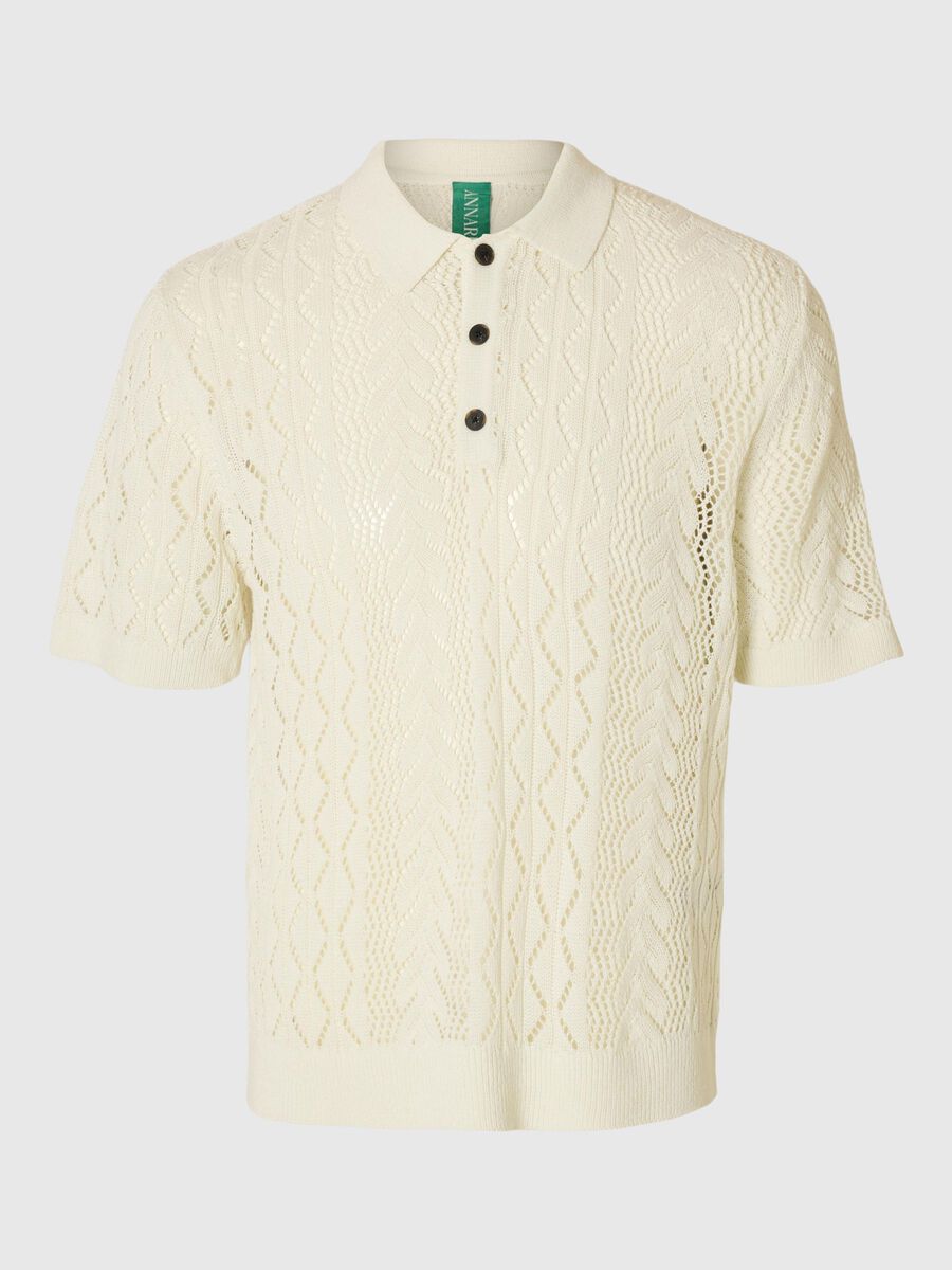 Selected REGULAR FIT KNITTED POLO SHIRT, Coconut Milk, highres - 16097625_CoconutMilk_001.jpg
