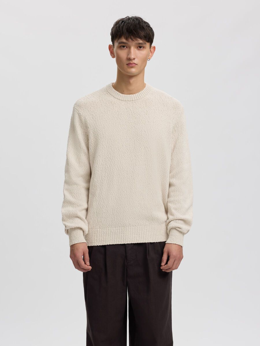 Carousel image - COTTON CREWNECK JUMPER, Oatmeal | 2