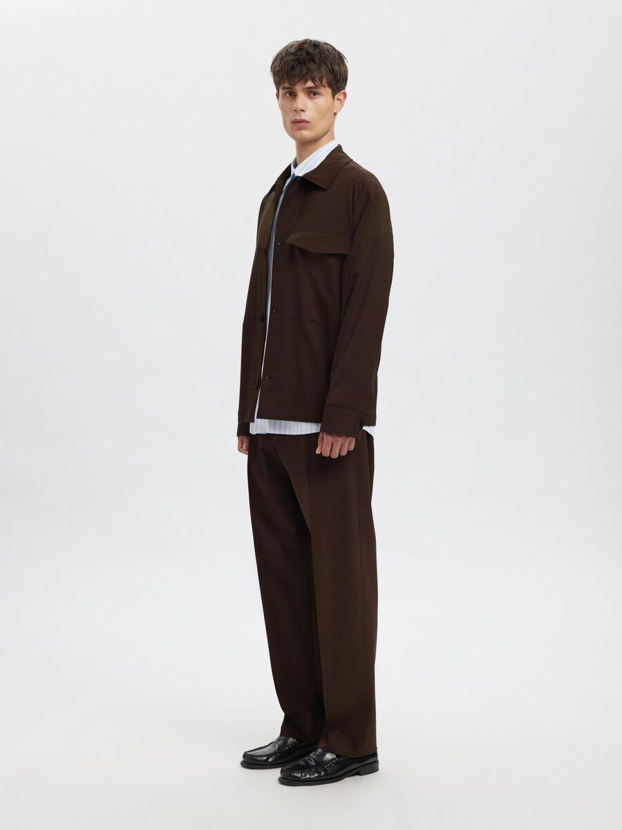 Carousel image - RELAXED FIT OVERSHIRT, Dark Brown Melange | 5