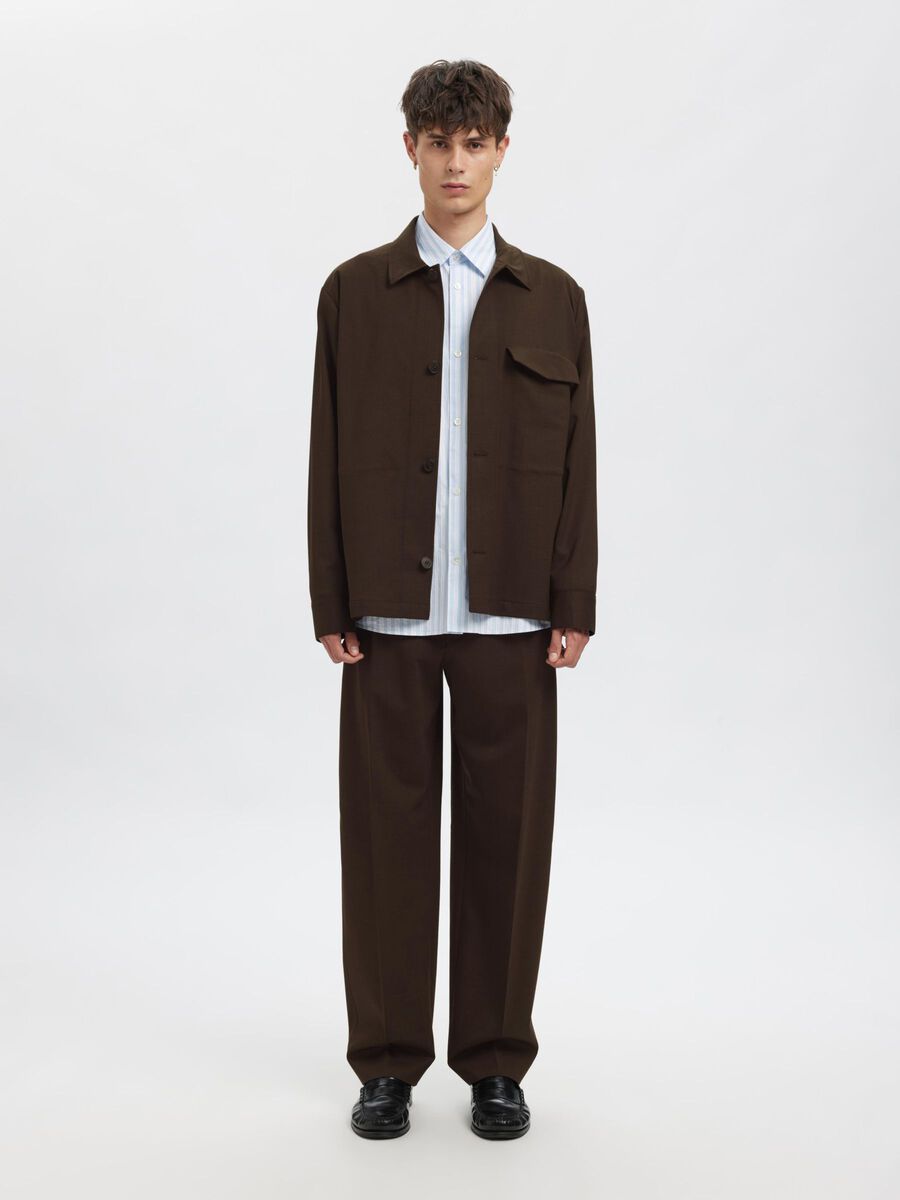 Carousel image - RELAXED FIT TROUSERS, Dark Brown Melange | 1