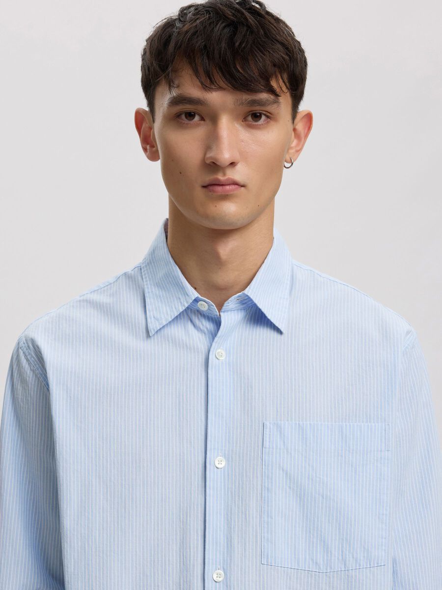 Carousel image - SEERSUCKER LONG SLEEVED SHIRT, Azure Blue | 6