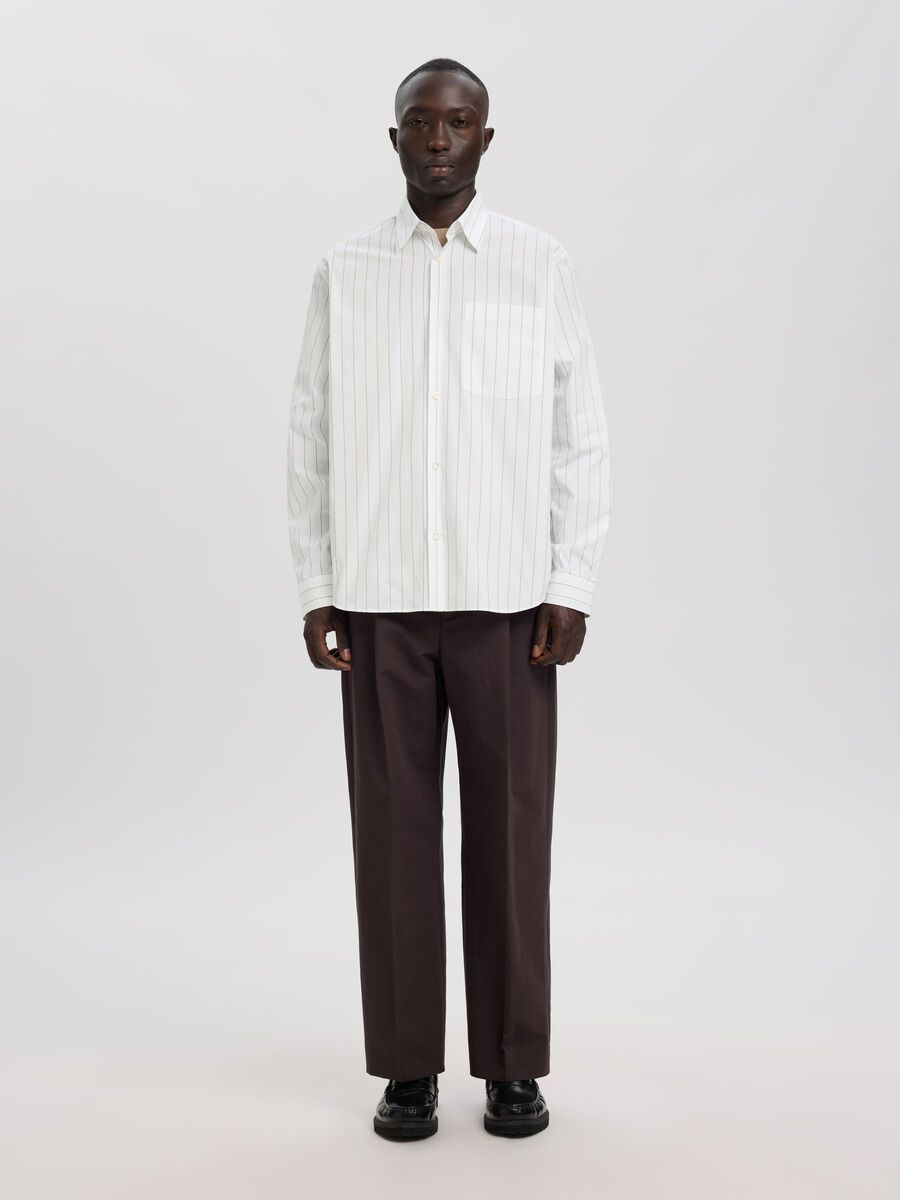 Product tile image - RELAXED FIT STRIPED SHIRT, Brilliant White | 16100475_BrilliantWhite_1245799