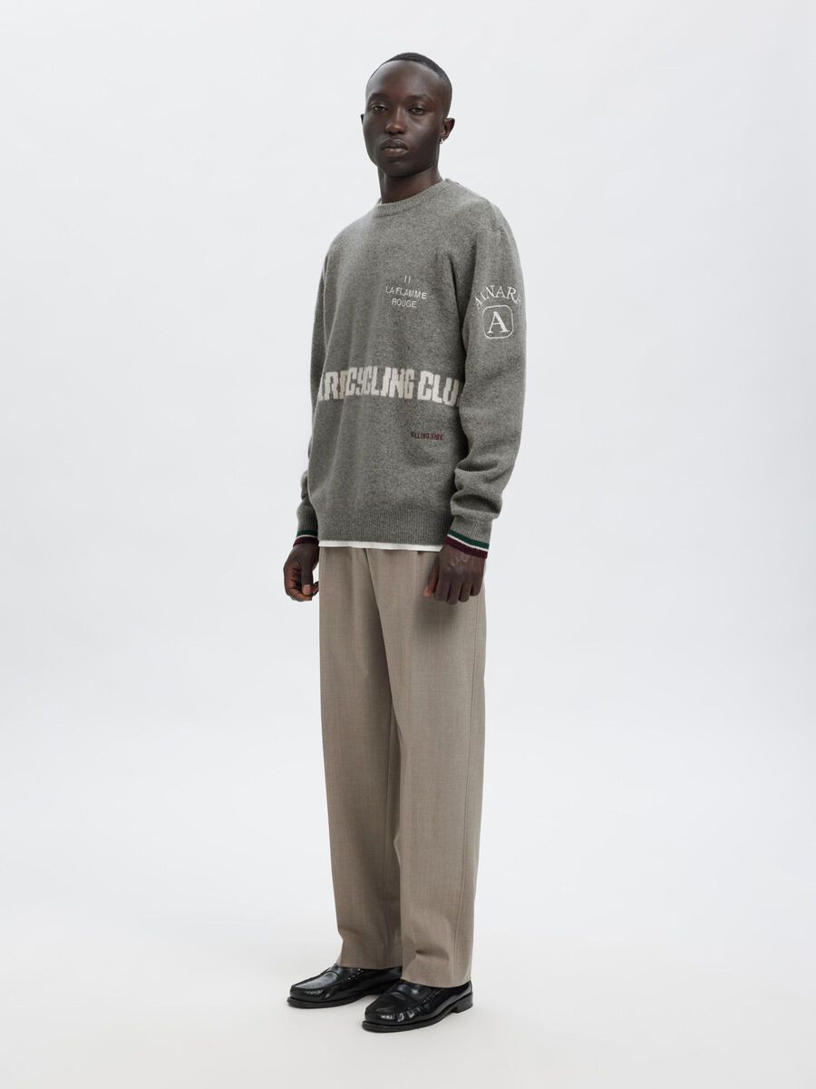 Carousel image - REGULAR FIT KNITTED PULLOVER, Grey Melange | 5