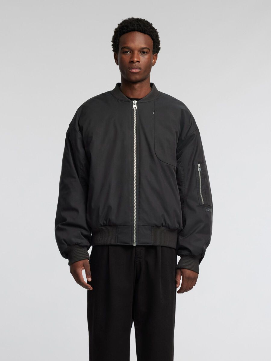 Selected SHORT BOMBER JACKET, Jet Black, highres - 16094516_JetBlack_003.jpg