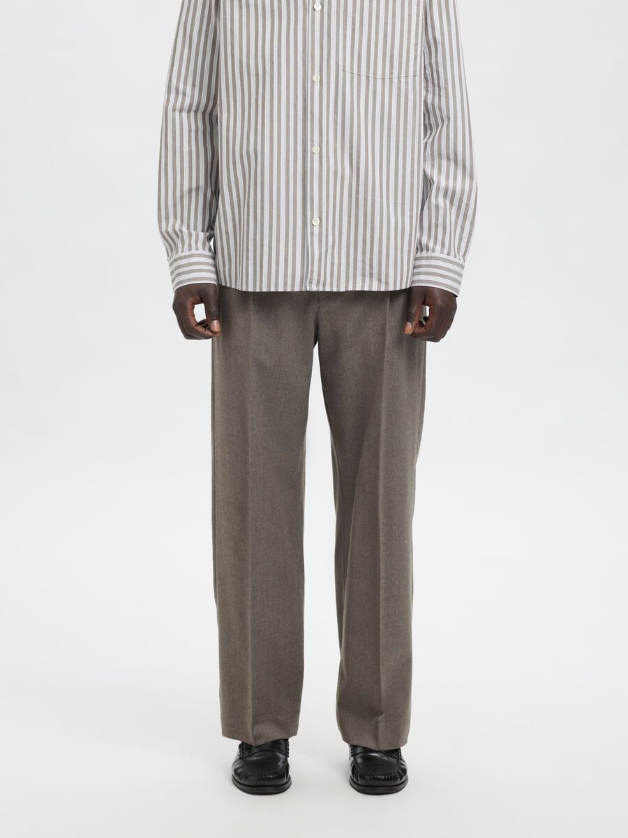 Carousel image - RELAXED FIT WOOL TROUSERS, Morel | 1