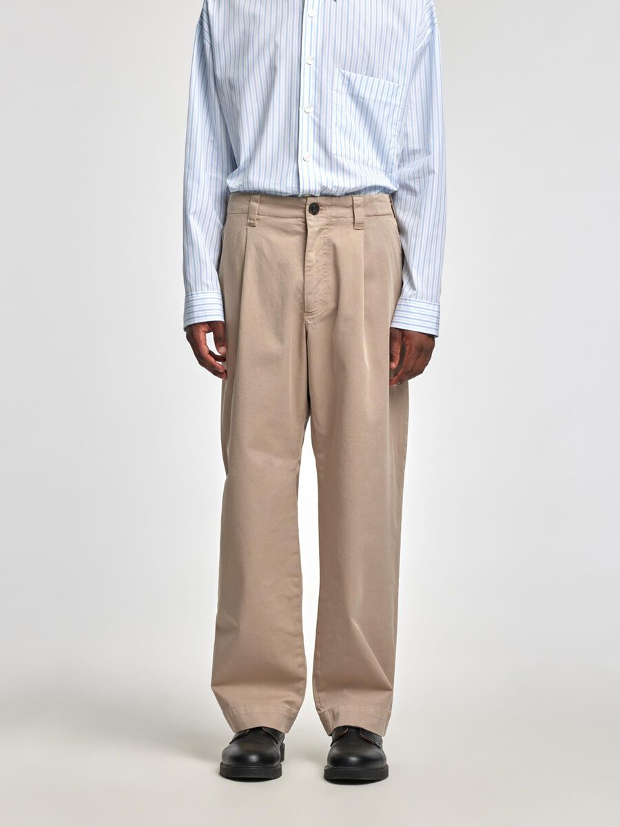 Selected LOOSE FIT COTTON TROUSERS, Sand, highres - 16094913_Sand_003.jpg